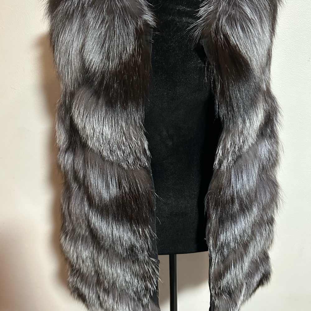 Elegant Real Fox Fur Vest in Gray